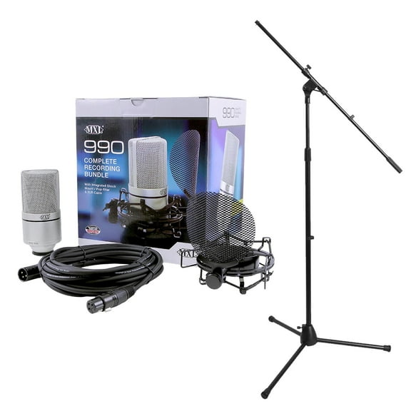 MXL 990 Complete Microphone Recording Bundle with Stand