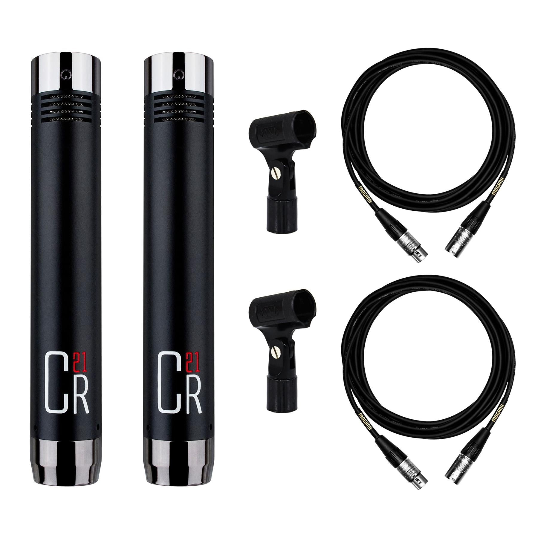 MXL CR21 Microphone Stereo Pair w/ 2 Premium 15-foot XLR Mogami Cables Bundle
