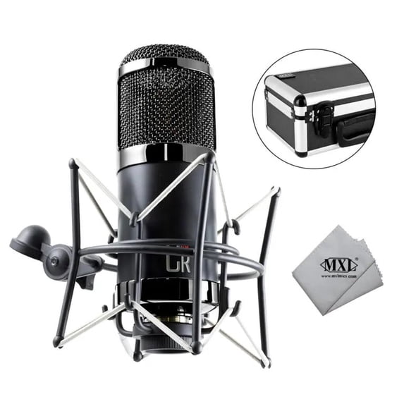 MXL Microphones CR89 Condenser, Dynamic Microphone for Guitar, Recording, String Instrument, Piano, Studio, Black, Black Chrome