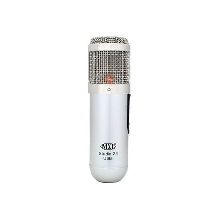 MXL Studio 24 Plug-in Condenser Microphone, Silver, Chrome