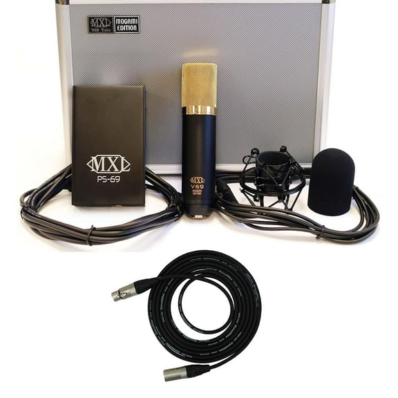 MXL V69M Tube Condenser Microphone w/ Pro Co EXMN-15 XLR Cable Bundle
