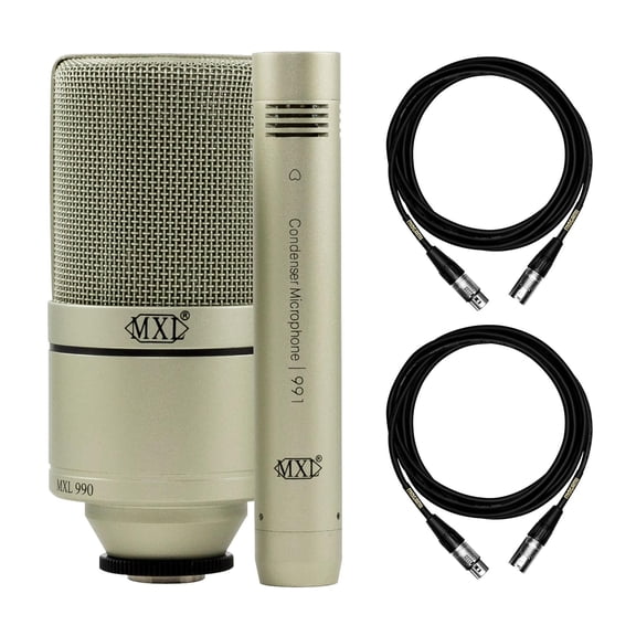 MXL990 991 Microphone Recording Pack Bundle with Mogami 15-foot XLR Cables