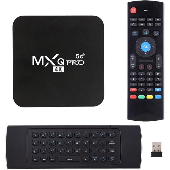 MXQ PRO 5G With 2.4GHZ Mini Wireless Keyboard Android TV Box, 4-Core Processor, 2GB RAM 16GB ROM, Android 14, Wi-Fi 6, BT5.2, 4K Ultra HD, HDR10+, BT Remote Control
