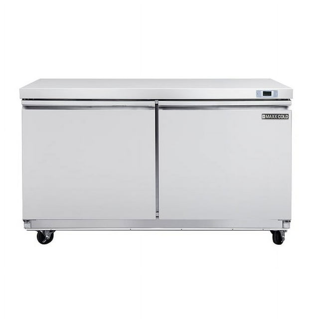 Maxx Cold Double Door Undercounter Refrigerator, 61"W, 14.1 cu. ft. Storage Capacity, in Stainless Steel (MXSR60UHC)