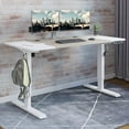 thumbnail image 1 of MXTARK 55'' x 24'' Stand Up Desk,Electric Height Adjustable Standing Desk,Adjustable Ergonomic Desk,Splice Board Home Office Computer Standing Table,White Frame + White+Maple Top, 1 of 9