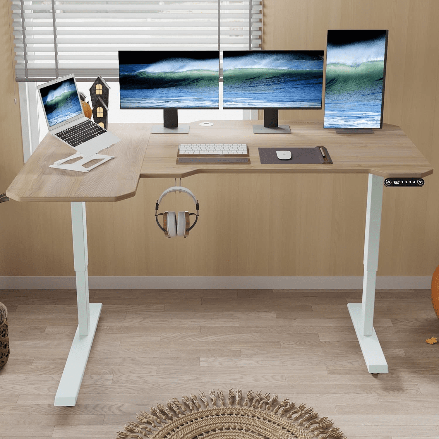 MXTARK 59Inch Large Electric Height Adjustable Computer LShaped Desk