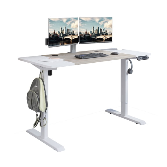 MXTARK Electric Height Adjustable Standing Desk, Stand Up Desk Workstation, Splice Board Home Office Computer Standing Table Ergonomic Desk, White Finish 55"