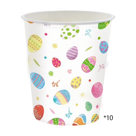 MXTPOV 10pcs Paper Cups, Paper Disposable Cups for Party, Easter Paper Cups for Table Decor, Exquisite Easter Eggs Printed Cups, Easter Decorations