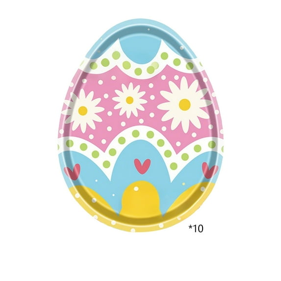 MXTPOV 10pcs Paper Plates for Party, Cute Easter Eggs Shaped Plates for Holiday Picnic, Easter Decorations, Disposable Plates, Home Decor