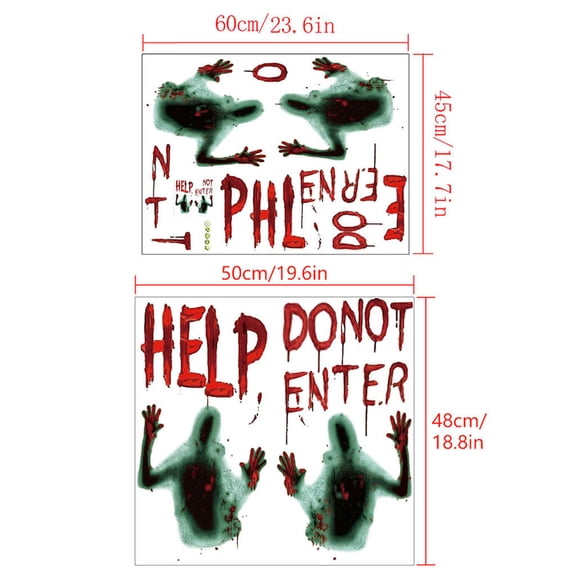 MXTPOV 2pc Halloween Masquerade Party Haunted Houses Decoration Window Poster Home Decor