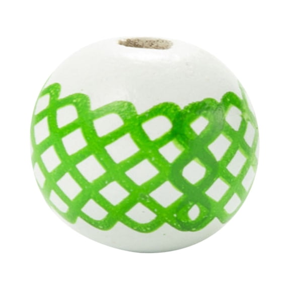 MXTPOV 30pcs St Patricks Day Wooden Beads, White Green Shamrock Round Beads for Jewelry DIY Crafts Garland Party, St Patricks Day Decorations, Home Decor