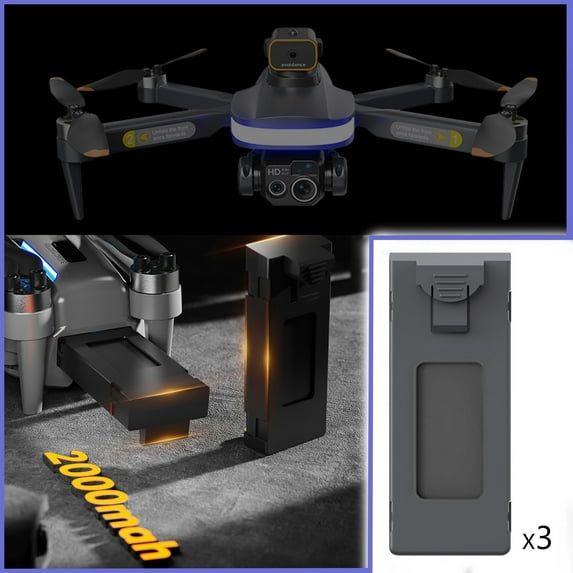 MXTPOV 3pcs Drone Battery, 2000mA 3.7V, Universal Drone Batteries, Battery Long Life Rechargeable Suitable for Most UAVs
