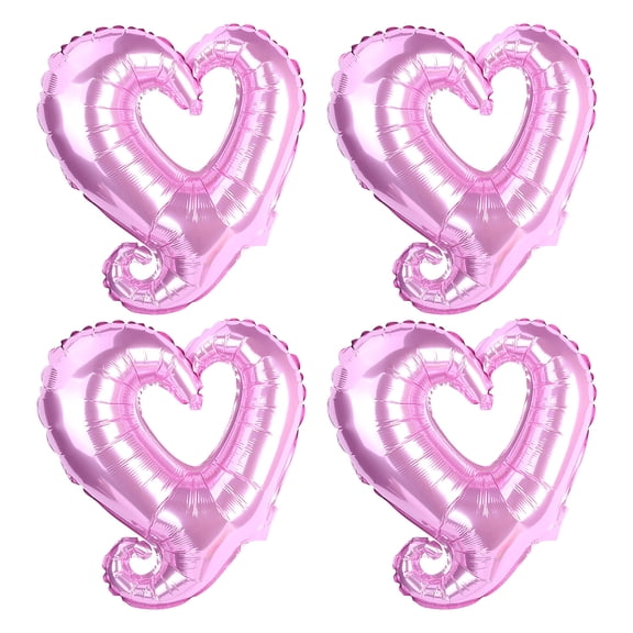 MXTPOV 4pcs Heart Balloons, Pink Balloons, Foil Balloons for Birthday Wedding Party, Valentines Day Decorations, Christmas Balloons, Happy Birthday Balloon, Home Decor