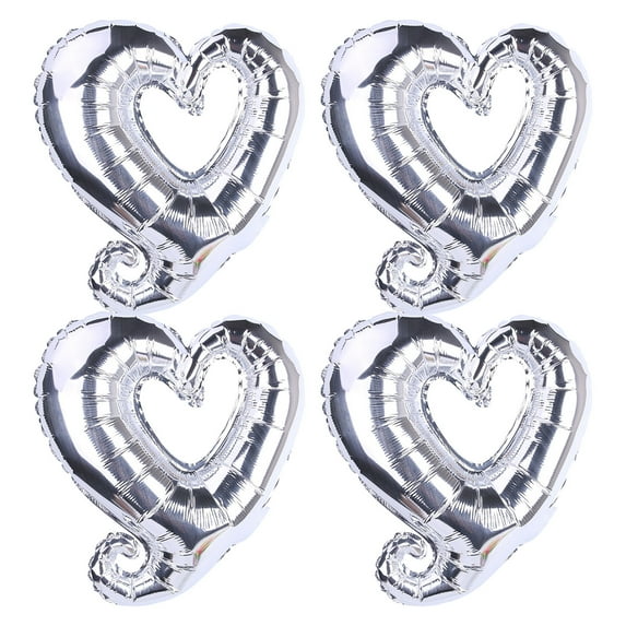 MXTPOV 4pcs Heart Balloons, Silver Balloons, Foil Balloons for Birthday Wedding Party, Valentines Day Decorations, Christmas Balloons, Happy Birthday Balloon, Home Decor