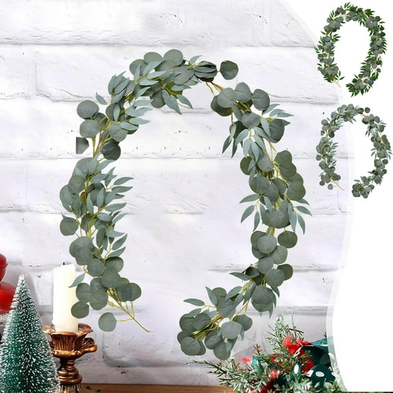 MXTPOV 6.56 FT Artificial Christmas Garland, Green Garland for Xmas Tree, Garlands for Decoration Christmas Fireplace Party Wedding, Home Decor