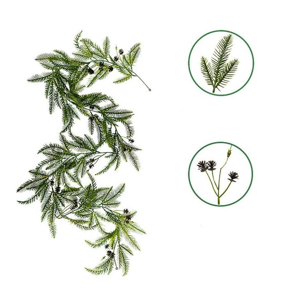 MXTPOV Artificial Christmas Garland, Green Garland with Pine Cones, Garlands for Decoration Christmas Fireplace Party Wedding, Home Decor, 5.91 FT