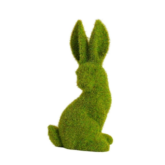 MXTPOV Artificial Flocked Rabbits Ornaments, Easter Bunny Decor for Table Decor, Easter Decorations for Party Home Decor, Garden Decor, Green