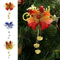 MXTPOV Blue Christmas Decorations for Christmas Tree, Bells Bows Flowers Ornaments for Backpack Home Decor, Glitter Christmas Tree Decorations