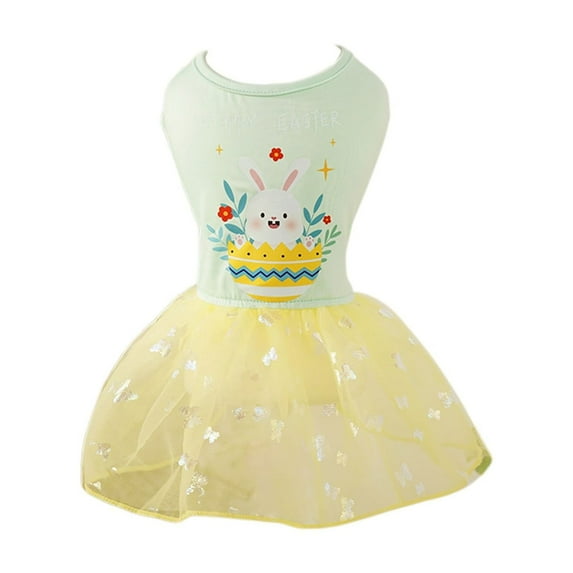 MXTPOV Colorful Pet Dog Dress, Cute Easter Eggs Bunny Printed Dog Clothes, Puppy Shirt Yorkie Clothes Cute Doggie Dress Dog Apparel for Small Dogs and Cats,S