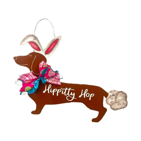 MXTPOV Creative Dachshund Signs, Wooden Dachshund Pattern Signs Hanging for Wall Decor, Welcome Sign for Front Door, Easter Decorations, Home Decor