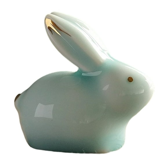 MXTPOV Cute Bunny Easter Decorations, Ceramic Rabbit Figurines Ornaments for Desk Decor, Easter Gifts for Kids, Spring Decor for Party Home Decor