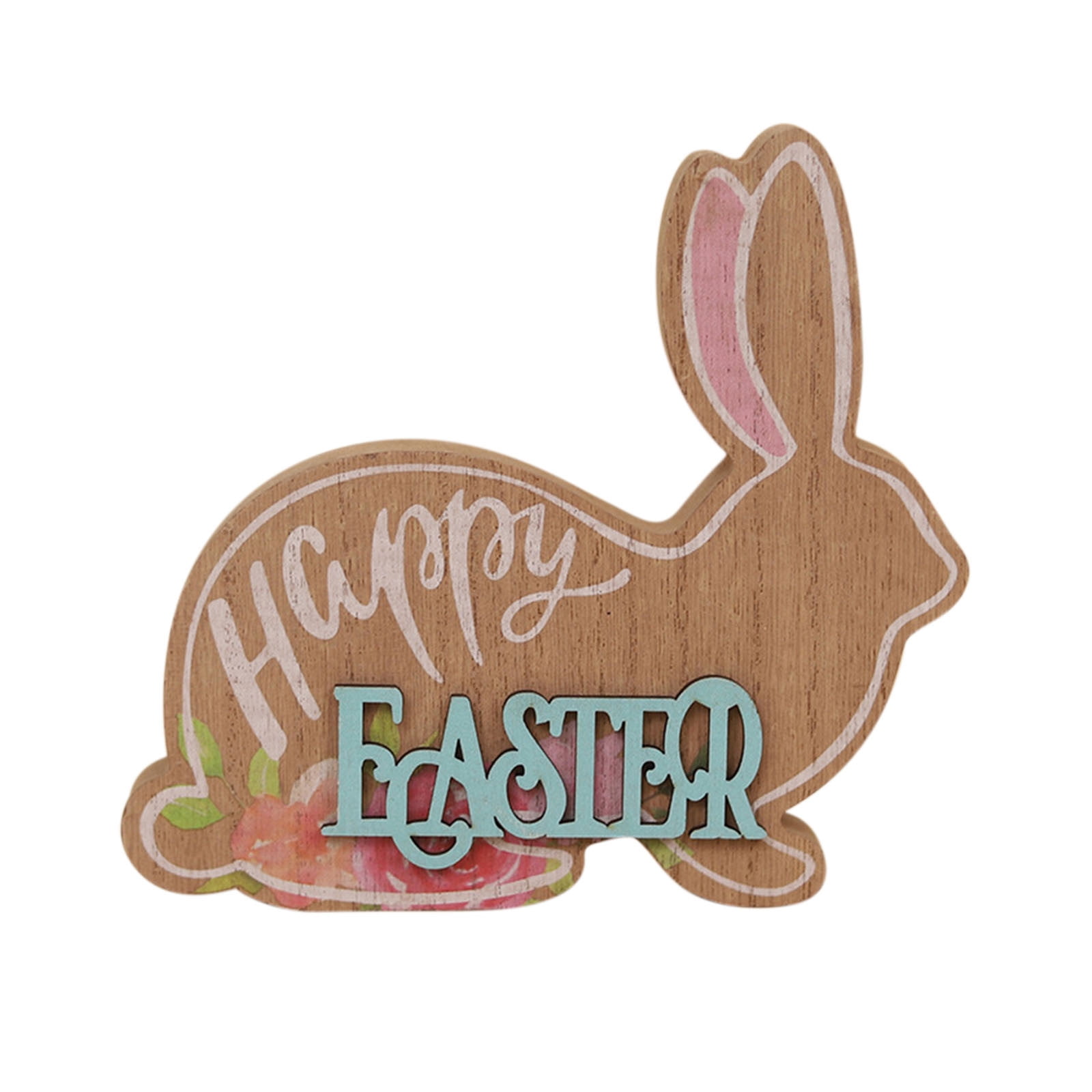 MXTPOV Cute Rabbit Ornaments for Table Decor, Wooden Happy Easter Bunny ...