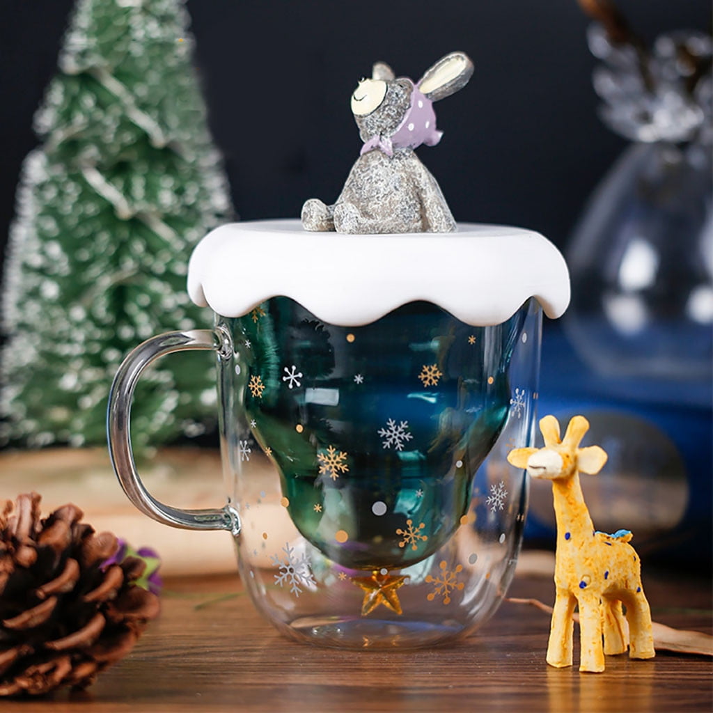 MXTPOV Double Wall Glass Coffee Mug with Lid, 10.15 oz Insulated Clear Coffee  Mugs Set, Perfect for Coffee, Tea Bag, Beverage, Christmas Tree Shape,  Christmas Gifts for Women - Walmart.com