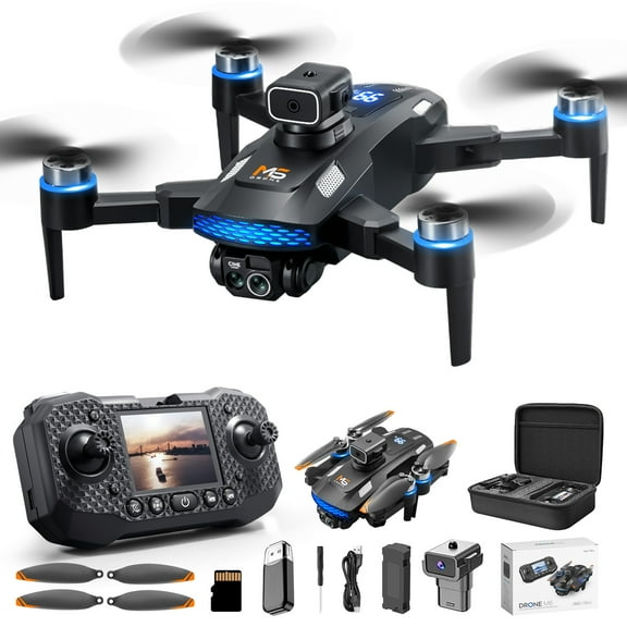 MXTPOV Drone with ESC Camera and Screen Display, Brushless Motor Drones with Cool Lights, Foldable RC Quadcopter Drone with Obstacle Avoidance, Altitude Hold