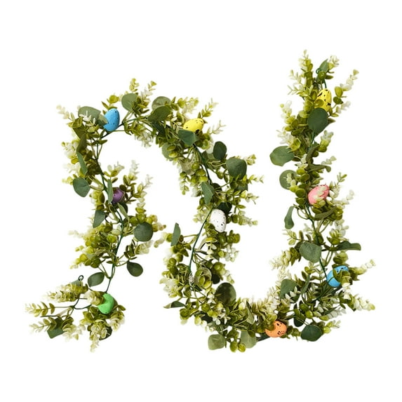 MXTPOV Easter Garland for Mantle Wall Decor, Simulation Garland with Easter Eggs, Easter Decorations, Exquisite Spring Garland for Party, Home Decor