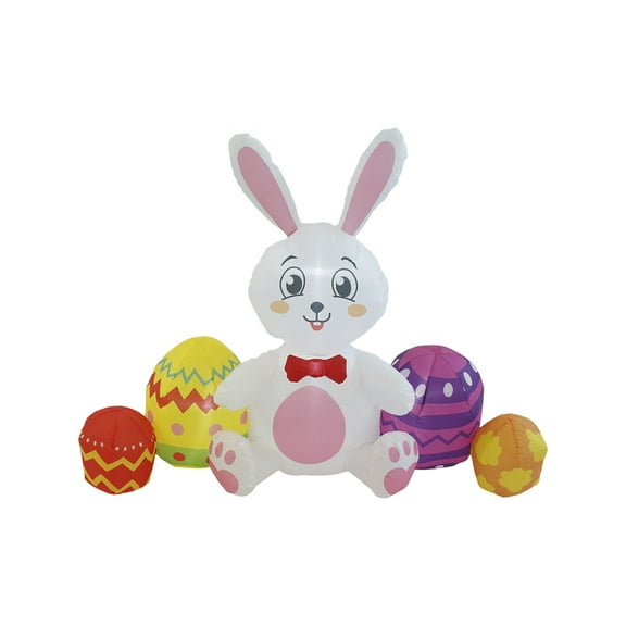 MXTPOV Easter Inflatable Outdoor Decoration with LED Lights, Luminous Easter Eggs Bunny Inflatables, Blow up Easter Inflatables for Party, Garden Decor