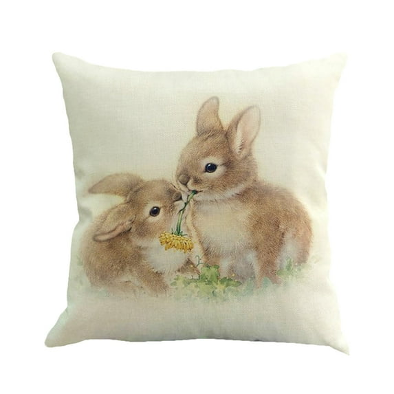 MXTPOV Easter Pillow Covers 18x18, Cute Rabbit Easter Eggs Pillow Covers for Couch Sofa Home Decor, Easter Decorations, Decorative Throw Pillow Covers Spring Decor for Home