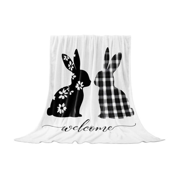 MXTPOV Easter Throw Blanket, Cute Easter Bunny Pattern Blanket for Couch Sofa Bed Travel, Easter Decorations, Soft Fluffy Blanket for Home Decor, 28X40 inch