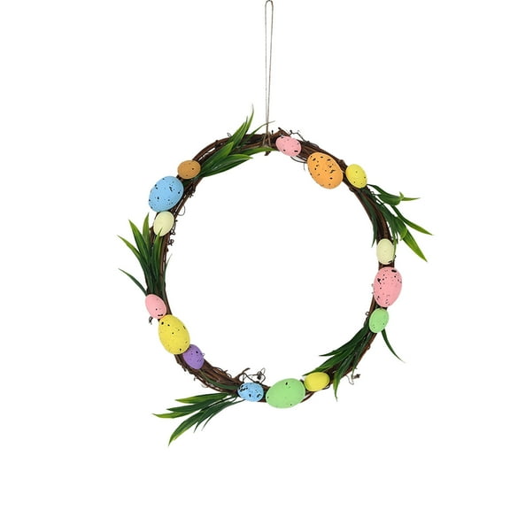 MXTPOV Easter Wreaths for Front Door, Creative Easter Wreath with Easter Eggs Flowers, Spring Wreaths for Front Door, Easter Garland Wreath, Home Decor, L