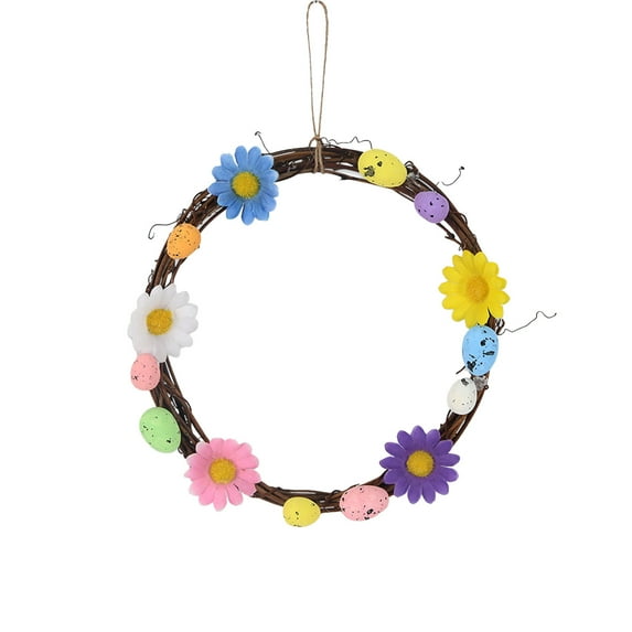 MXTPOV Easter Wreaths for Front Door, Creative Easter Wreath with Easter Eggs Flowers, Spring Wreaths for Front Door, Easter Garland Wreath, Home Decor, M