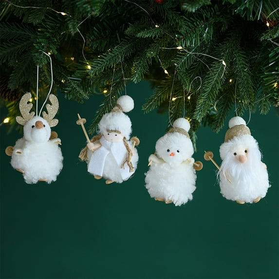 MXTPOV Exquisite Christmas Decorations for Christmas Tree, Plush Santa Claus Ornaments Hanging for Backpack Party Car Home Decor, White