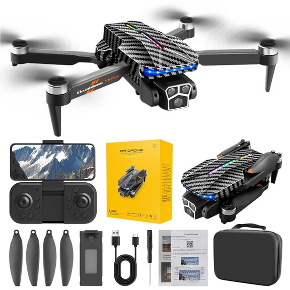 MXTPOV FPV Drone with ESC Camera, Brushless Motor Drone with Cool LED Lights, Foldable RC Quadcopter Drone with Optical Flow Positioning, Obstacle Avoidance