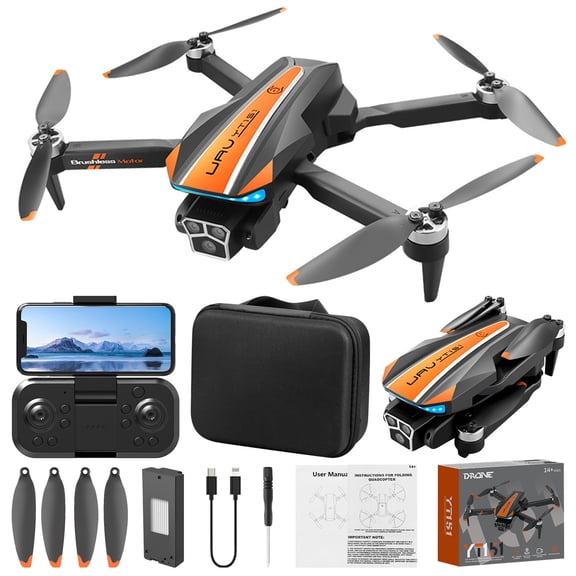 MXTPOV FPV Drone with ESC Dual Camera, Brushless Motor Drone with Cool LED Lights, Optical Flow Positioning, Foldable Quadcopter Drone with Obstacle Avoidance