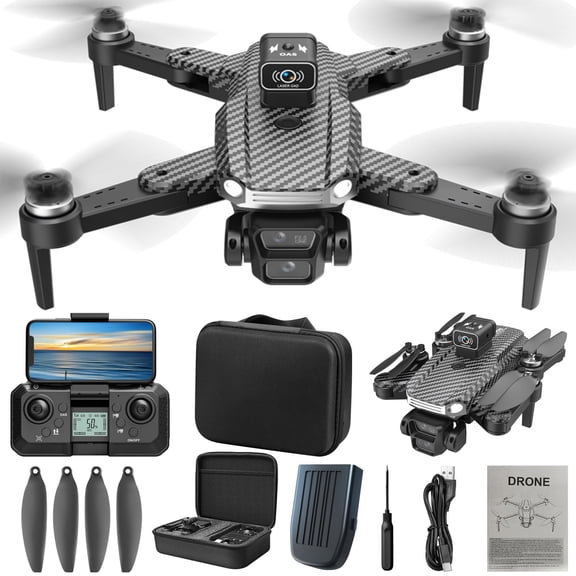 MXTPOV FPV Drone with ESC Dual Camera, Brushless Motor Drone with LCD Screen, Foldable RC Quadcopter Drone with Optical Flow Positioning, Obstacle Avoidance