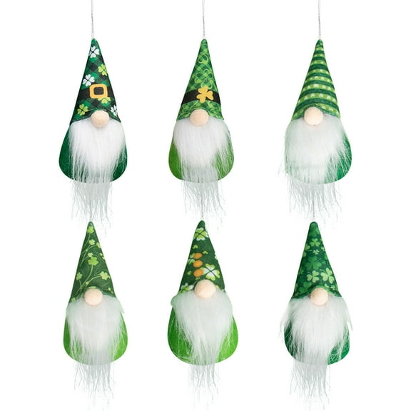 MXTPOV Felt Gnomes Ornaments Hanging, St Patricks Day Decorations, 6pcs Green Gnome Dolls for Home Decor, Exquisite Gnomes Gifts for Women, St Patricks Day Accessories