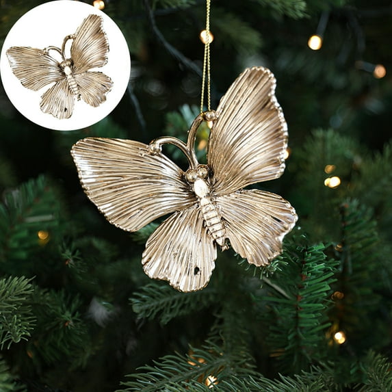 MXTPOV Golden Ornaments for Christmas Tree, Electroplated Butterfly Christmas Tree Decorations, Christmas Decorations Hanging, Christmas Ornaments for Party Car Home Decor