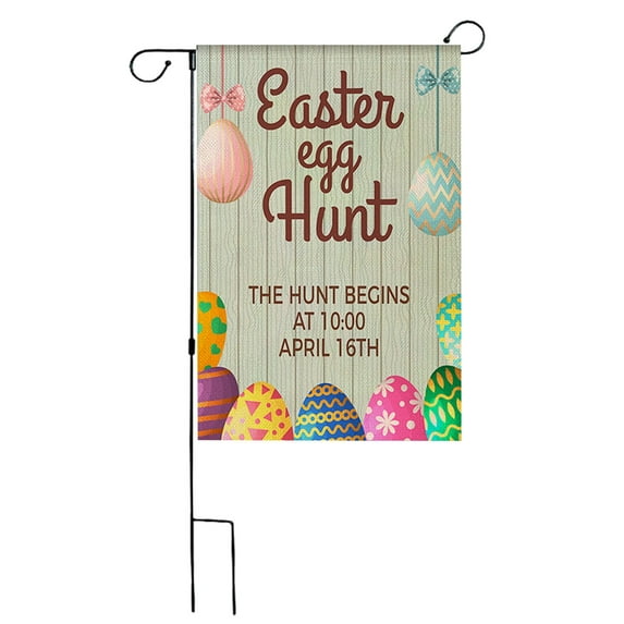 MXTPOV Happy Easter Garden Flags, Cute Bunny Easter Eggs Pattern Garden Flags for Outside, Easter Decorations, Easter Garden Flag, Home Decor, 14x18 Inch