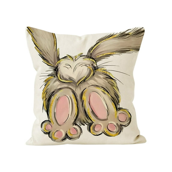 MXTPOV Happy Easter Pillow Covers 18x18, Cute Easter Bunny Pillow Covers for Couch Sofa, Easter Decorations, Decorative Throw Pillow Covers for Home Decor