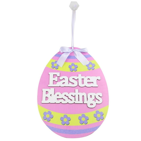 MXTPOV Happy Easter Wooden Signs, Creative Easter Eggs Shaped Signs Hanging for Wall Decor, Welcome Sign for Front Door, Easter Decorations, Home Decor