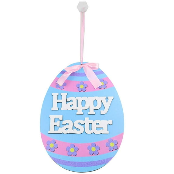 MXTPOV Happy Easter Wooden Signs, Creative Easter Eggs Shaped Signs Hanging for Wall Decor, Welcome Sign for Front Door, Easter Decorations, Home Decor