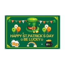 MXTPOV Happy St.Patrick's Day Banner, Green Shamrock Hat Backdrop for Garden Party Home Decor, St Patricks Day Decorations, Lucky Irish Decor Flag Yard Signs