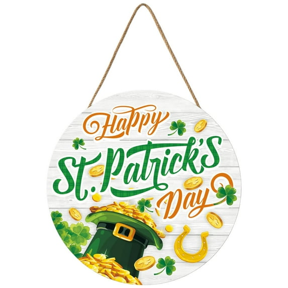 MXTPOV Happy St.Patrick's Day Ornaments for Tree, Shamrock Hat Welcome Sign for Front Door, St Patricks Day Decorations, Lucky Irish Sign for Wall Home Decor