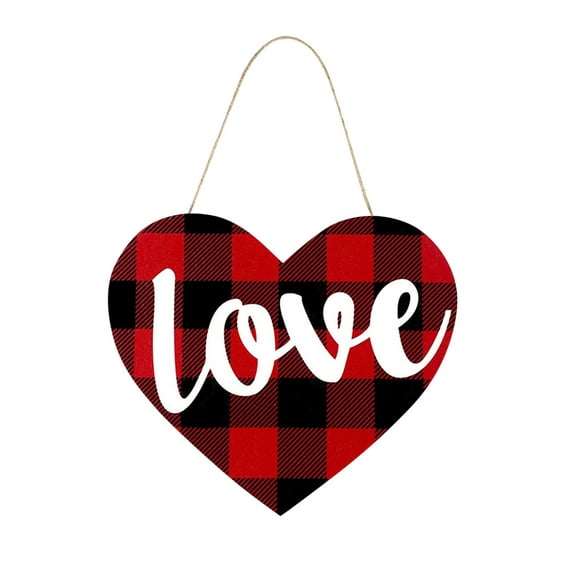 MXTPOV Heart Wooden Sign for Front Door, Happy Valentine's Day Door Sign Romantic Valentines Day Decorations with Bow for Wedding Room Wall, Home Decor