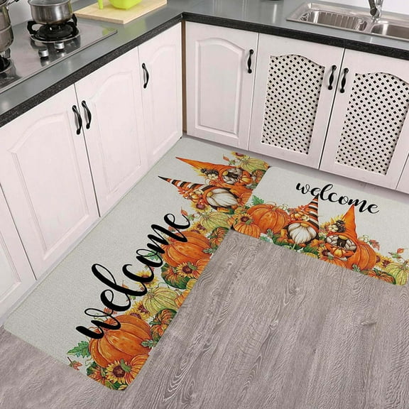 MXTPOV Kitchen Mats for Floor Non Slip Halloween Decorations Indoor Thanksgiving Pumpkin Kitchen Rugs for Kitchen Office Home Fall Decorations for Home