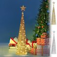 thumbnail image 1 of MXTPOV Luminous Christmas Tree with Star Topper, Golden Christmas Tree with String Lights, Iron Skeleton Xmas Tree, Vintage Christmas Decorations, 20inch, 1 of 6