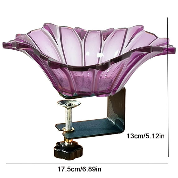 MXTPOV Open Bird Feeder Hanging, Purple Bowl Bird Feeder for Railings, Clear Acrylic Bird Feeders for Outdoors, Hummingbird Feeder for Garden Patio Yard, Garden Decor